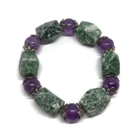Tree jasper and amethyst bracelet - Picture 1 of 2